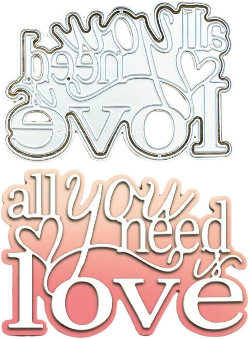 LZBRDY All You Need is Love Die-Cuts, Carbon Steel Metal Cutting Dies for DIY Scrapbooking & Card Making, Love Letter Die-Cuts for Valentine's Day Albums & Greeting Cards - Image 1
